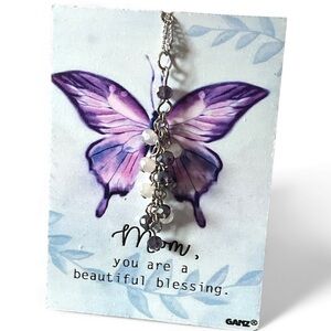 Mom, You are a Beautiful Blessing Stand with Dainty Purple Beaded Necklace